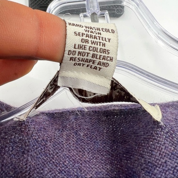 David Brooks 100% Italian Merino Wool Pullover Sweater Knitted Crewneck Purple S - Picture 9 of 9